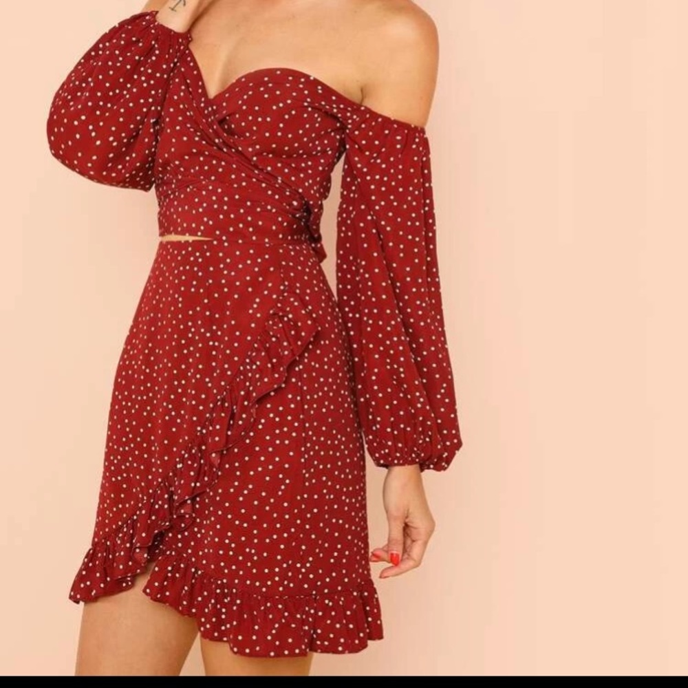 SHEIN Boho skirt set off the shoulder wrap